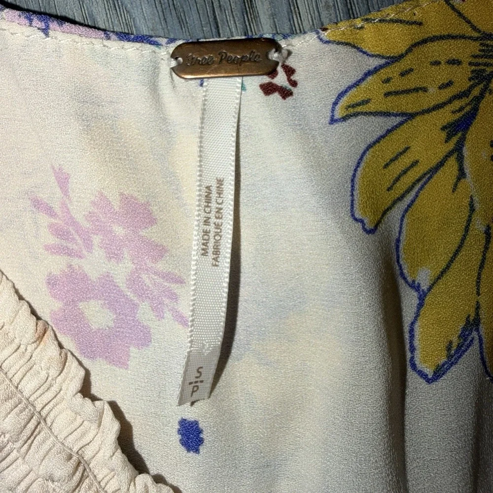 Free People Purple Haze Floral Printed Tunic Tank Size S Boho Fairy Flowy Resort